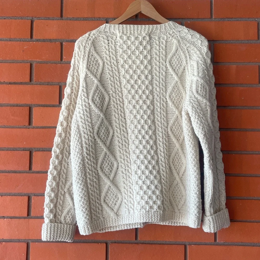Vintage 80’s John Molloy Irish Wool Cable Knit Cardigan Sweater Made in Ireland - Picture 5 of 5